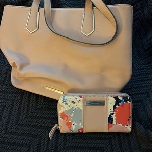 Nine West blush pink tote purse with matching wallet